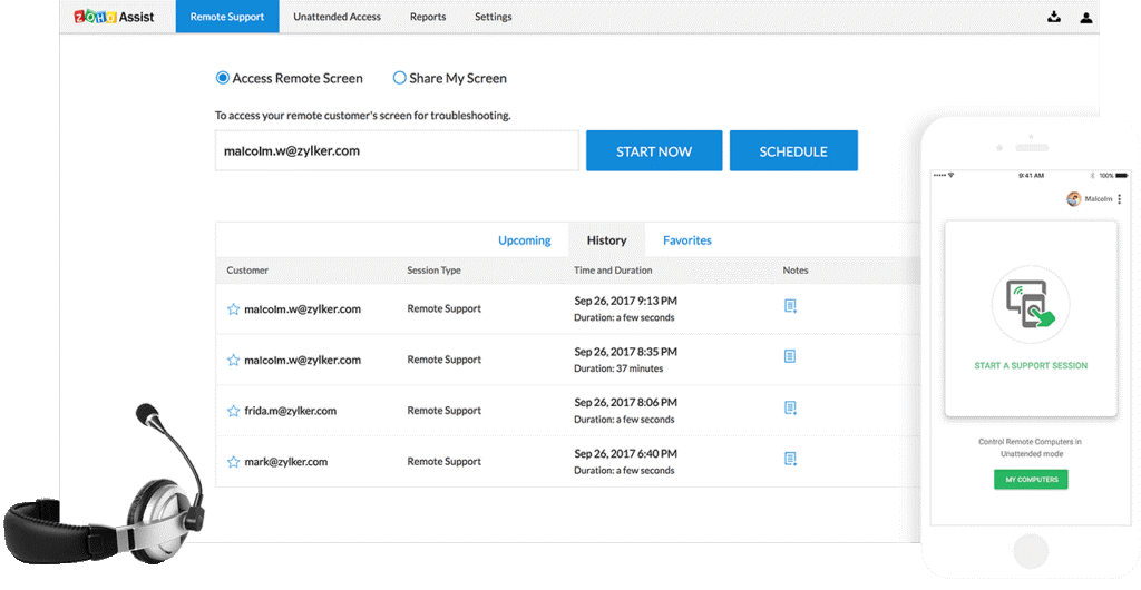 ��������� ���������� Zoho Assist