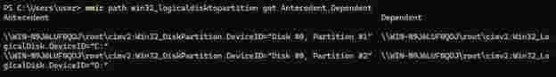 ��������� ���������� ������ � ������� wmic �� Windows