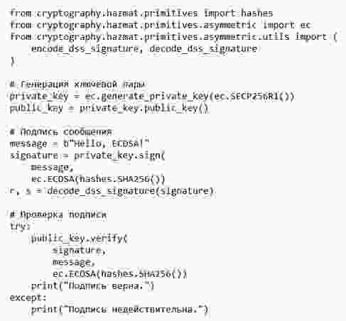 Реализация ECDSA на языке программирования Python
