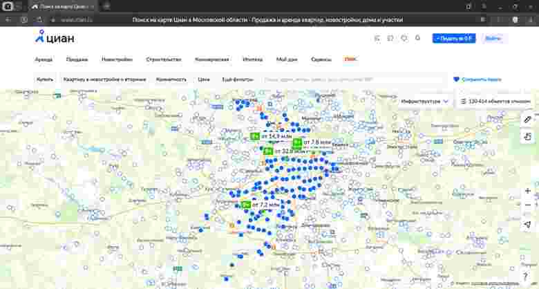 ������� ��� ������ � ���������� ������ �� ����� cian.ru